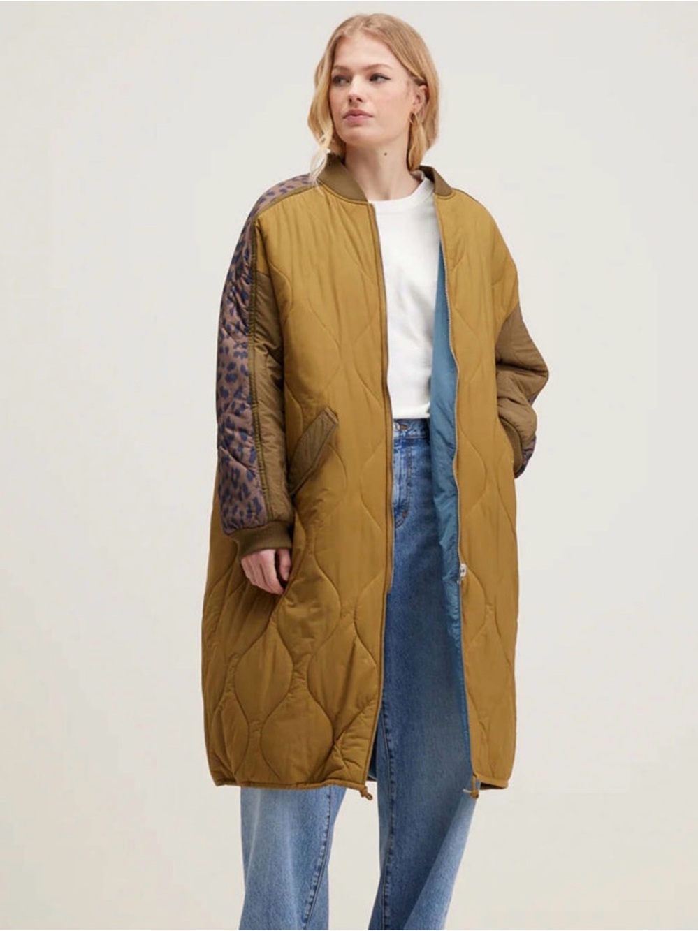 Bellerose Hedge Green Leopard Reversible Quilted  Coat | XL